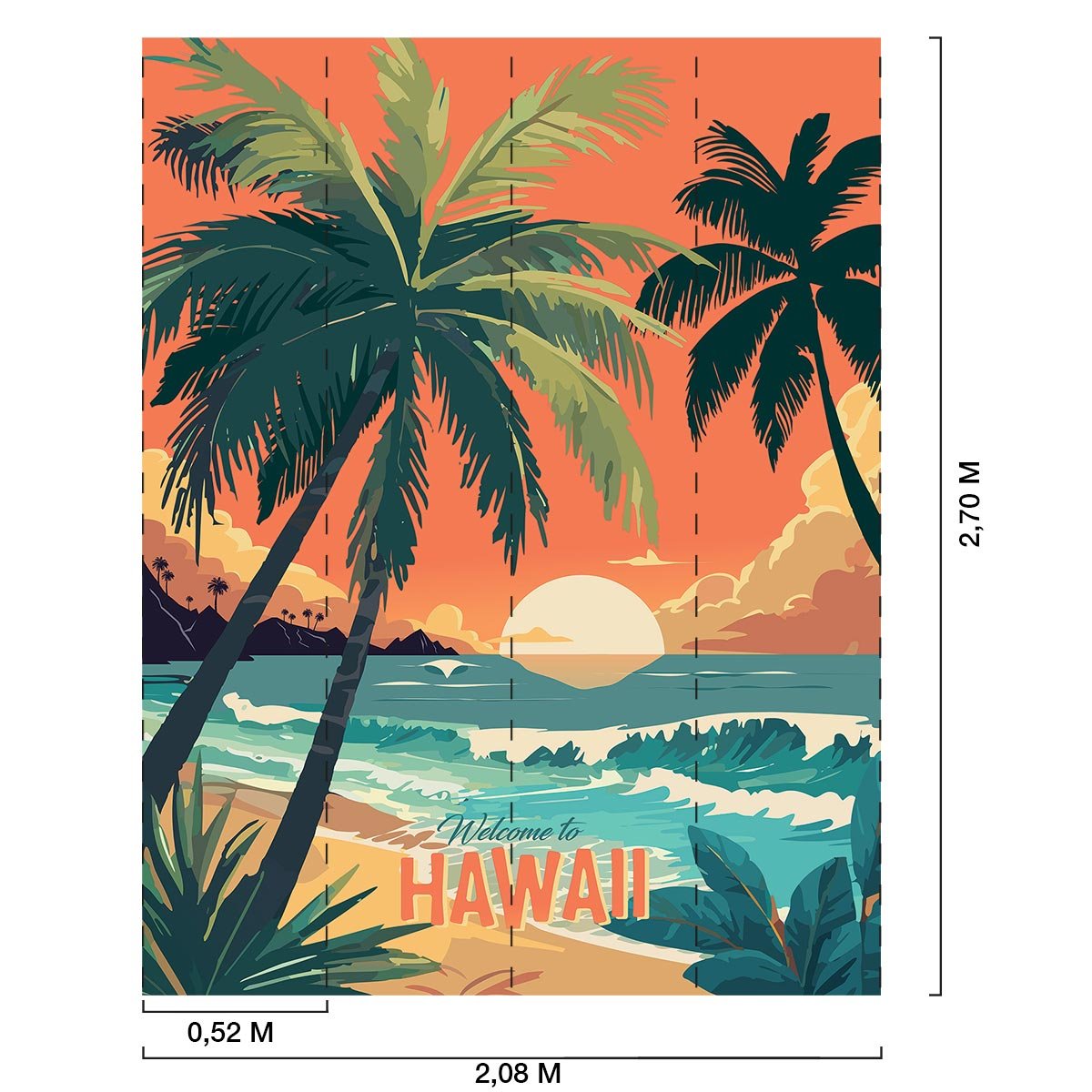 Papier peint coucher de soleil à Hawaï intissé, HEXOA
