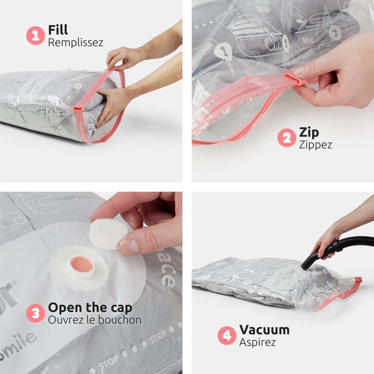 COMPACTOR - Lot 3 sacs rangement sous vide ASPISPACE - 55 x 0 x H.90 cm - Transparent transparent, COMPACTOR