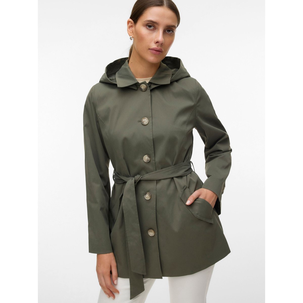 Manteau mi-long boutonné verte - kalamata 1, VERO MODA