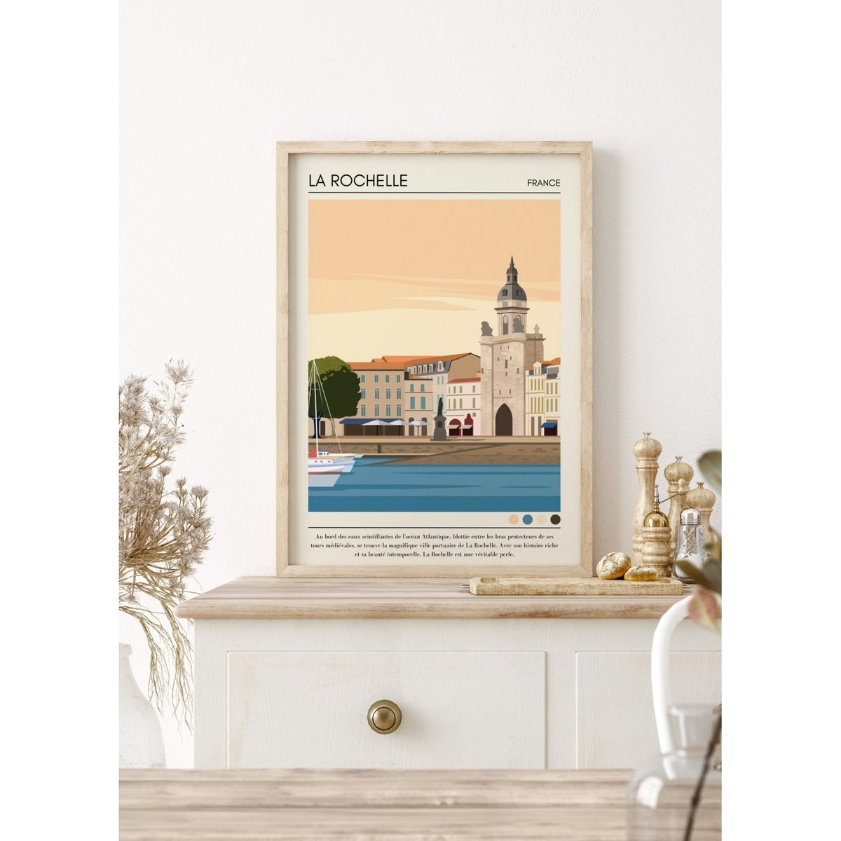 Affiche ville La Rochelle Vintage blanc, L'AFFICHERIE