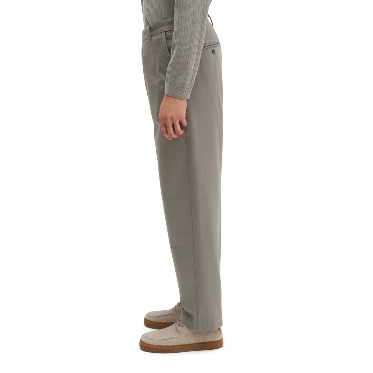 Chino modèle Bent relaxed en satin stretch de coton bio gris, MARC O'POLO