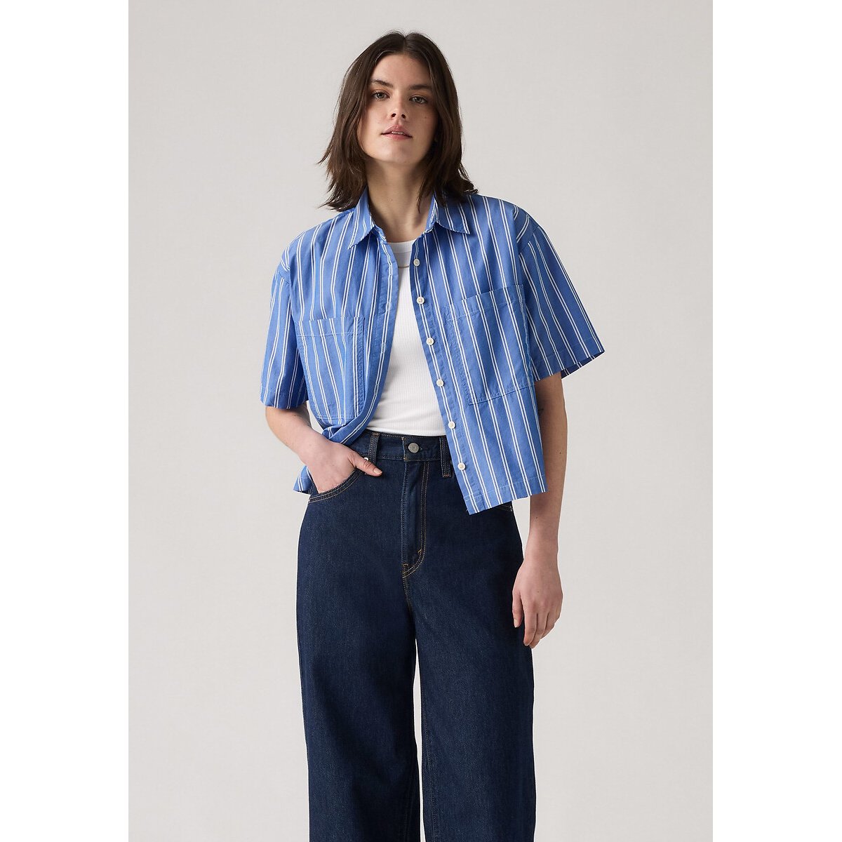 Short Sleeve Shirt blue striped/white, LEVI'S