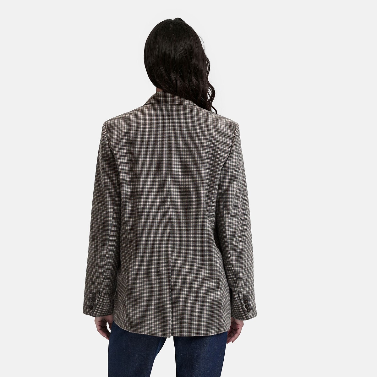 Blazer oversize xadrez, Signature quadrados fundo cinza, LA REDOUTE COLLECTIONS