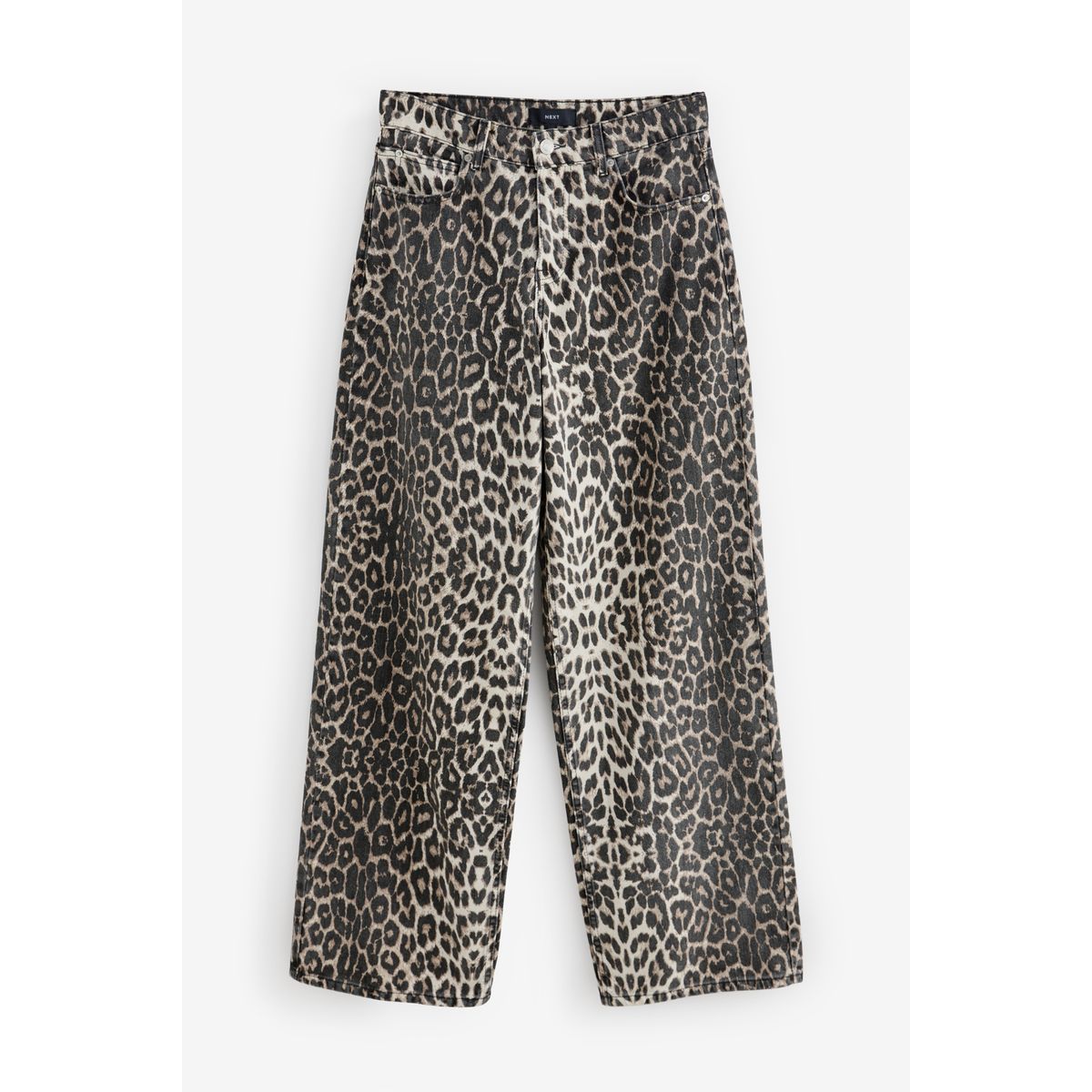 Jean large 100 % coton imprimé léopard, NEXT