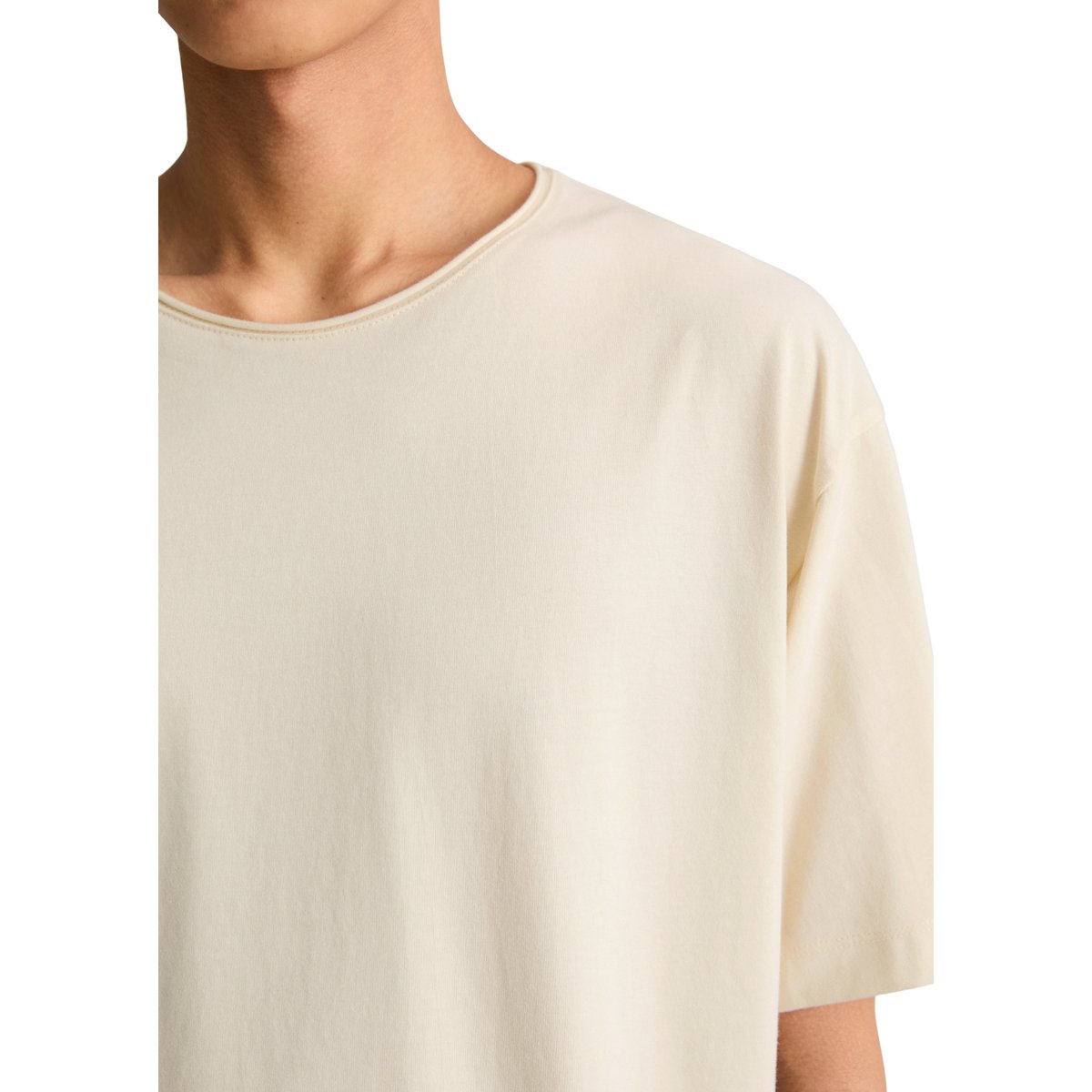 T-shirt ample avec un ourlet roulé à l'encolure blanc, MARC O’POLO DENIM