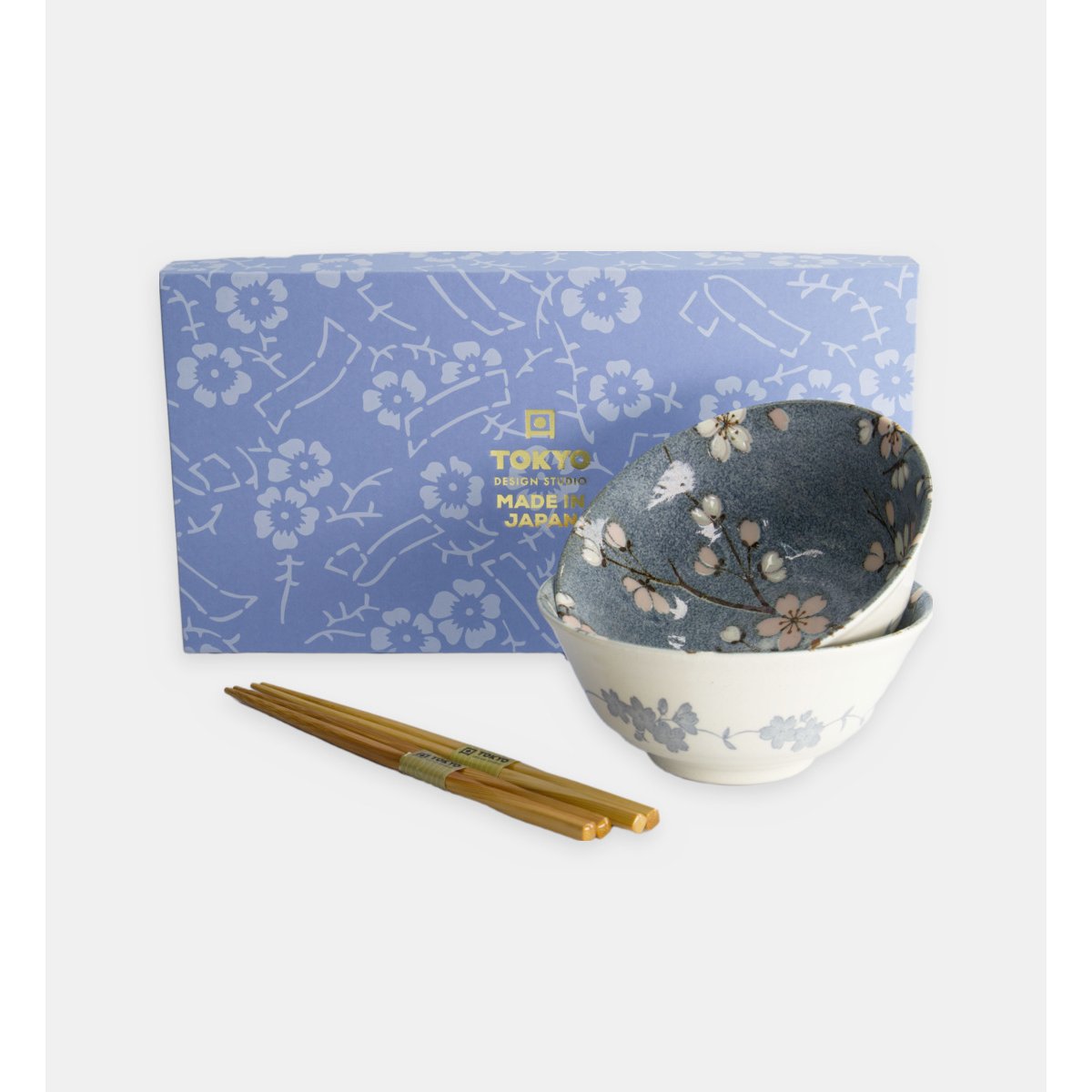 Coffret de 2 bols et de 2 paires de baguettes gris, TOKYO DESIGN STUDIO