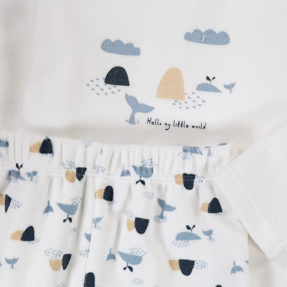 Pack of 2 Pyjamas in Velour with Whale Print assorted, LA REDOUTE COLLECTIONS