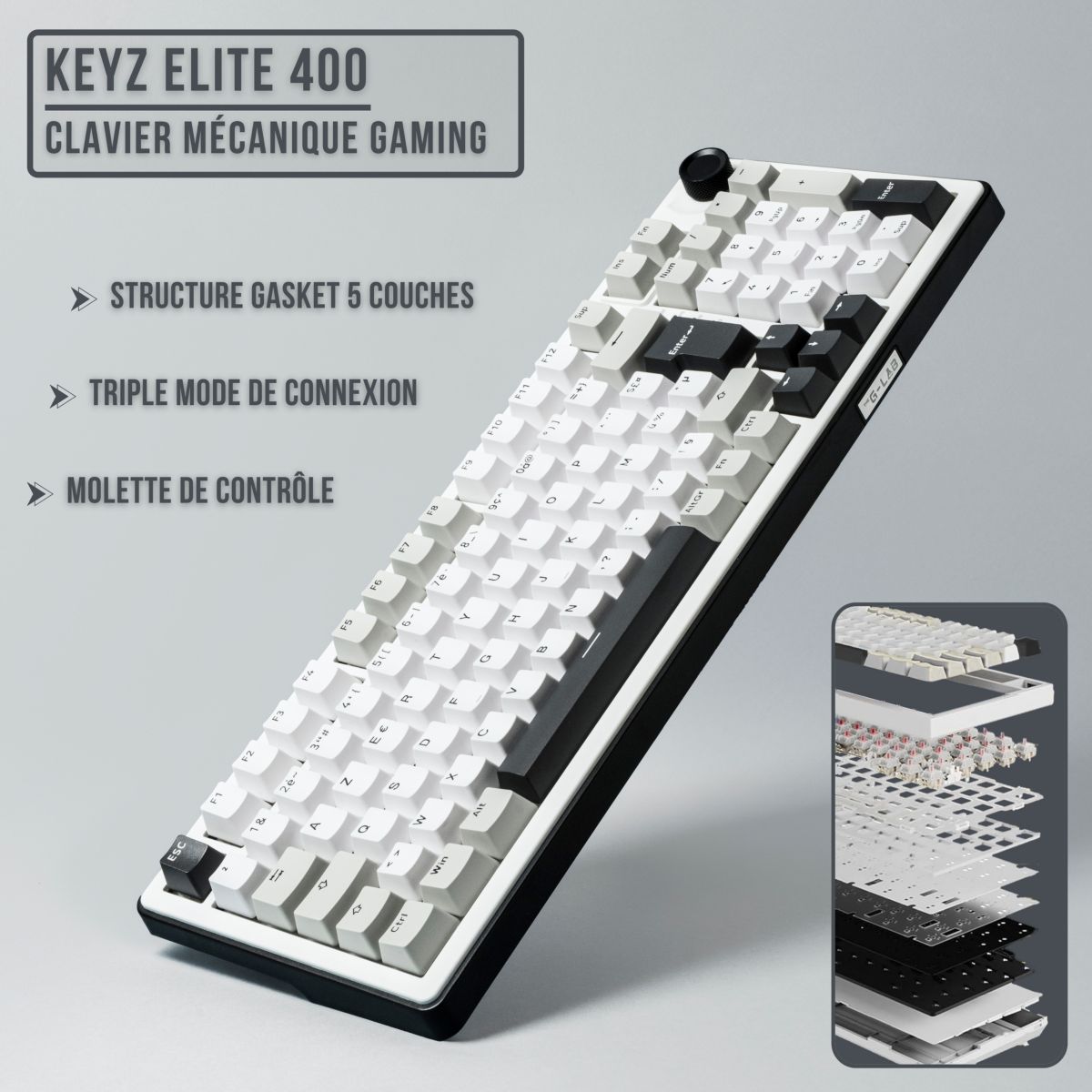 Clavier gamer sans fil KEYZ ELITE 400 WG couleur unique, THE G-LAB