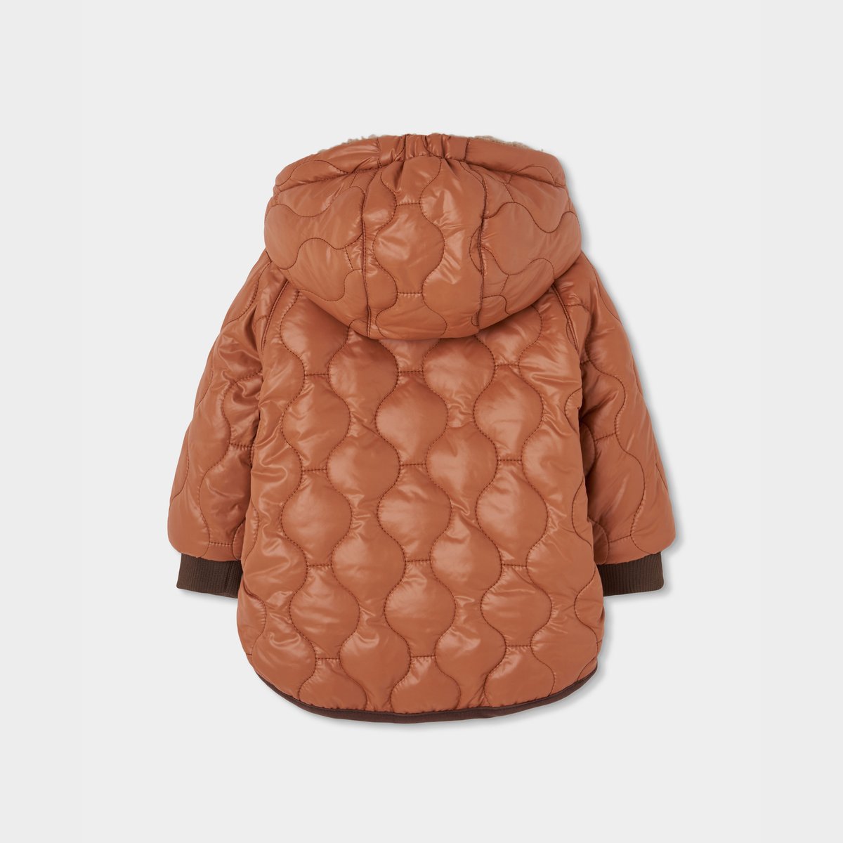 Parka garçon tissu technique réversible marron, BOBOLI