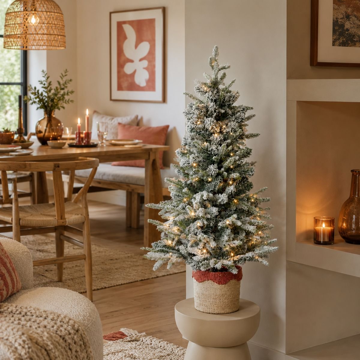 Sapin de Noël artificiel enneigé H90 cm GRIMSHAW blanc chaud, BLACK BOX TREES