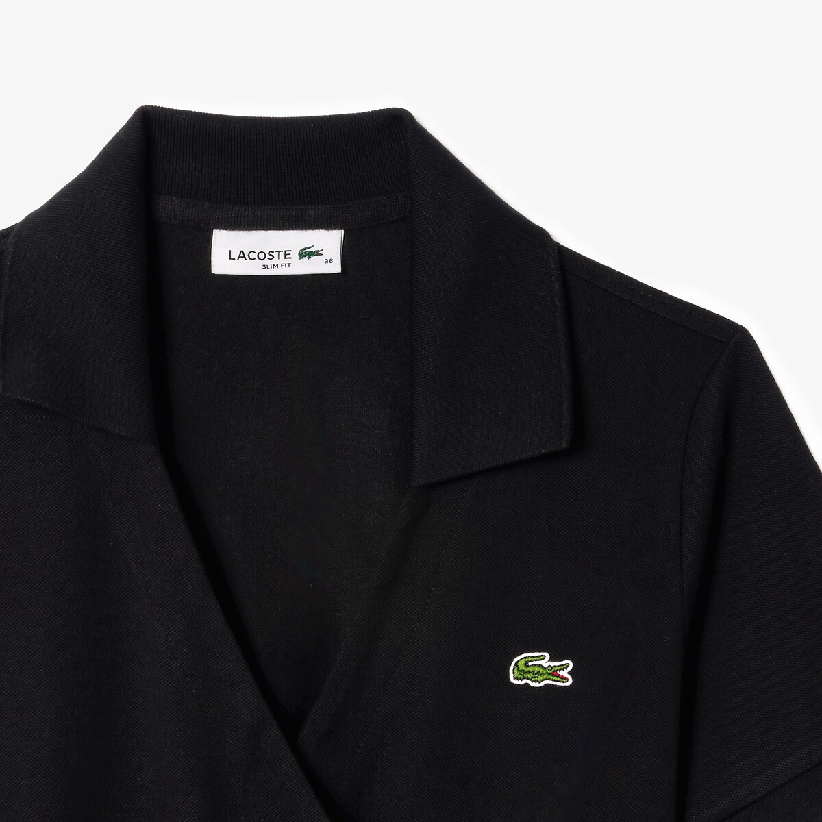 Wrapover Polo Dress in Mini Cotton Pique black, LACOSTE