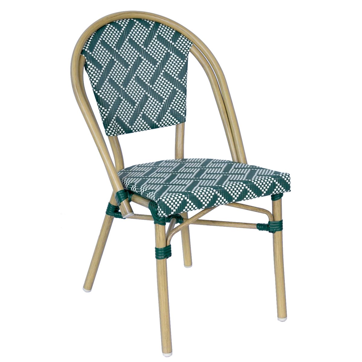 Chaise de terrasse style bistrot parisien en aluminium et rotin synthétique, CONCORDE vert, OVIALA