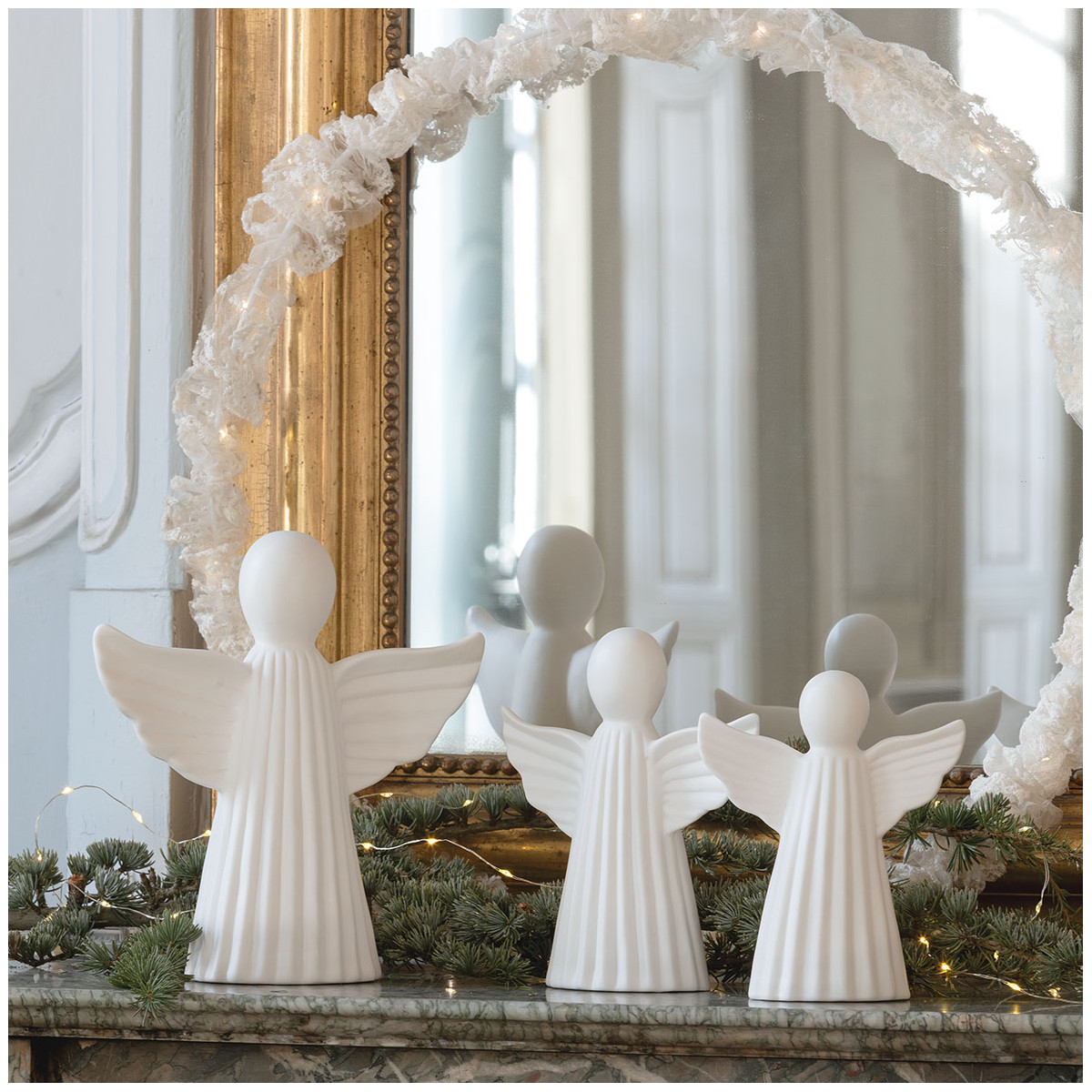 Ange décoratif en céramique moyen modèle blanc, MATHILDE M