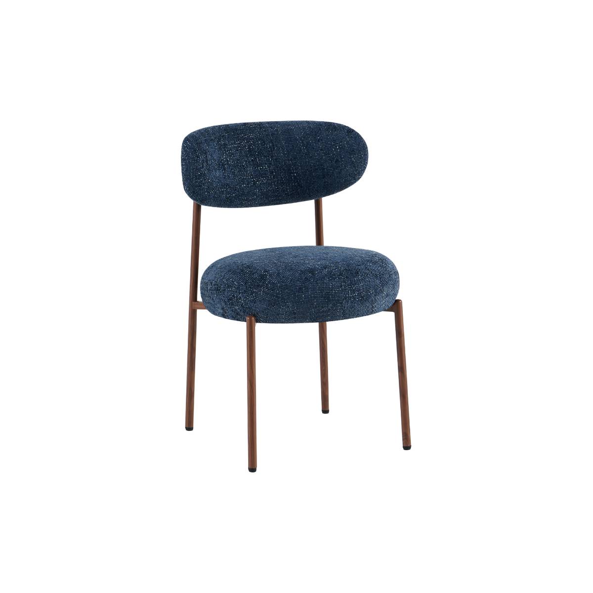 Lot de 2 chaises en tissu et métal JANIS bleu, MADE IN MEUBLES
