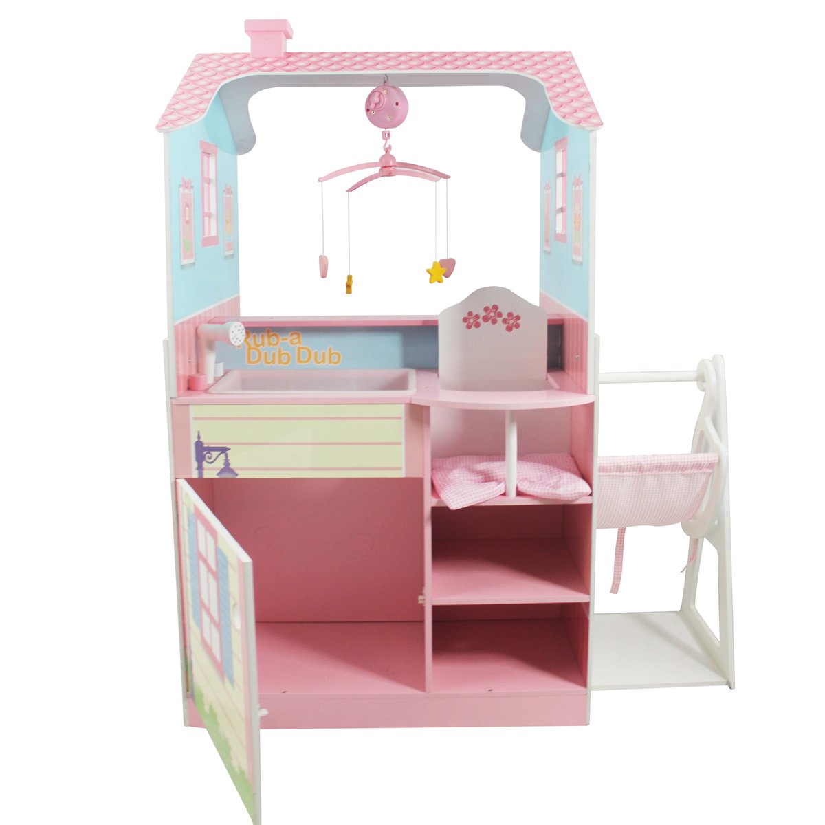 Table à langer poupée avec rangement et lit bébé rose, TEAMSON KIDS