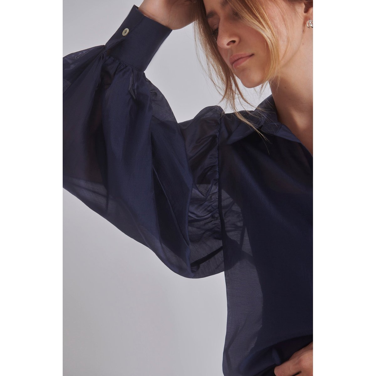 Blouse en voile transparent WINDY bleu marine, BENOA