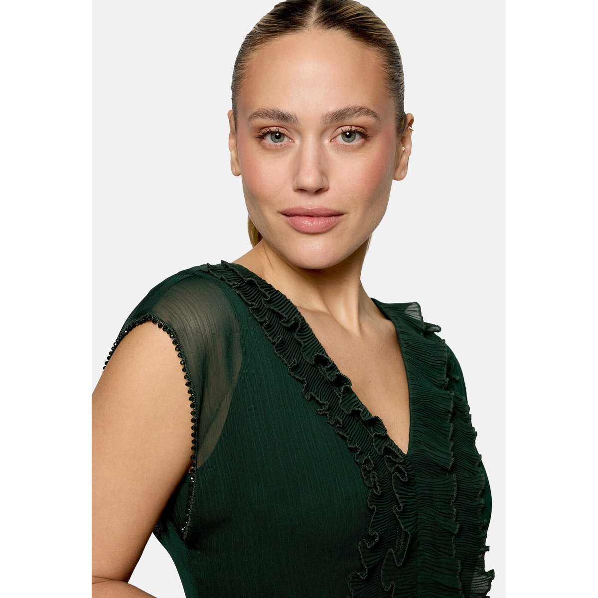 Robe en chiffon à plis green forest, ZERO
