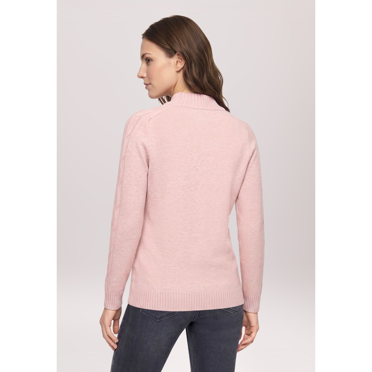 Pull-over en maille à col droit pale mauve melange, BETTY BARCLAY