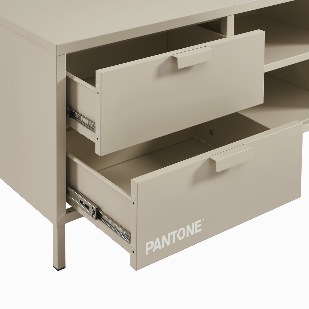 Meuble TV en acier 2 portes taupe, PANTONE