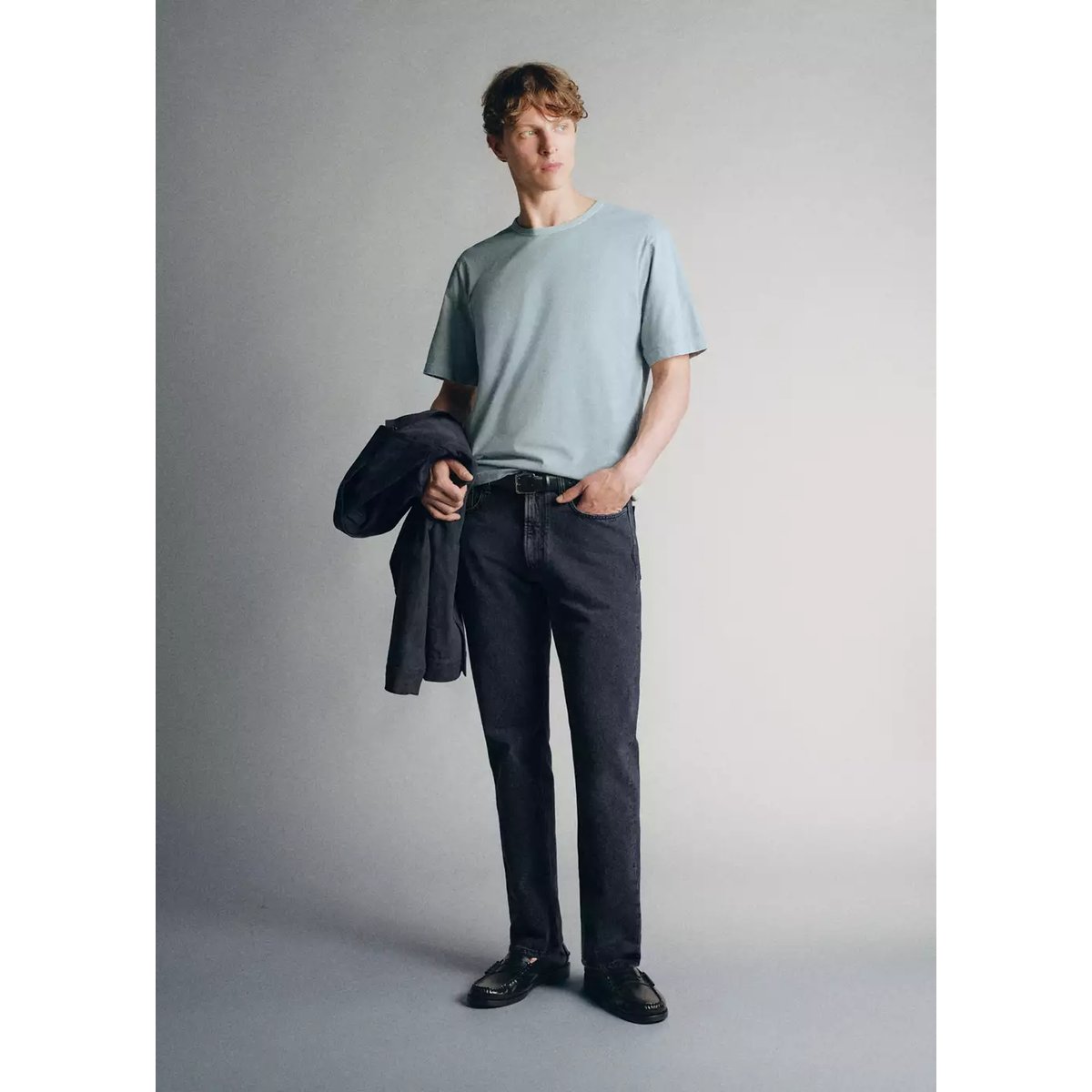 T-shirt 100 % coton regular-fit bleu ciel, MANGO MAN