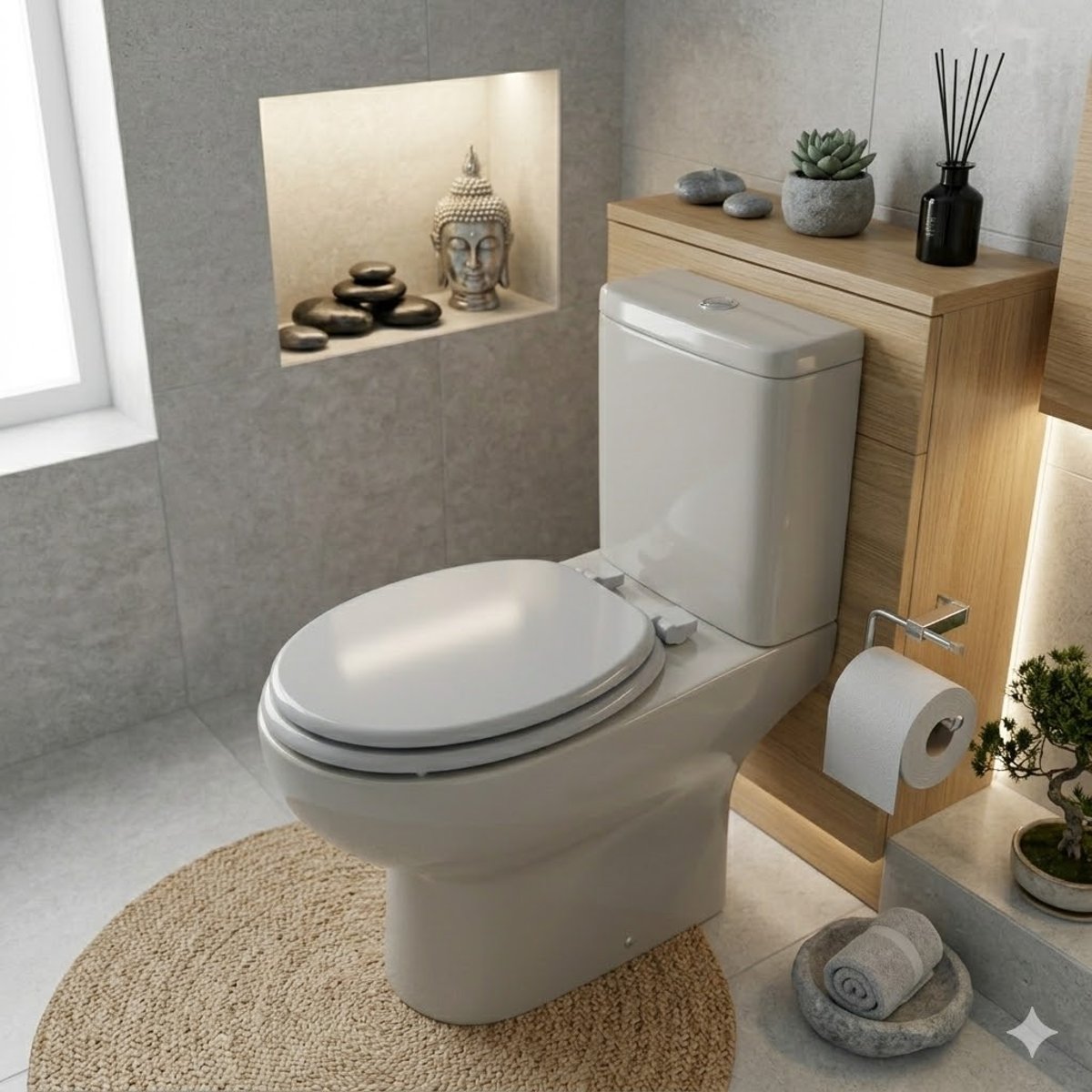 Abattant WC Gris MDF – Charnières Plastiques – 47 x 37 cm gris, EDEN
