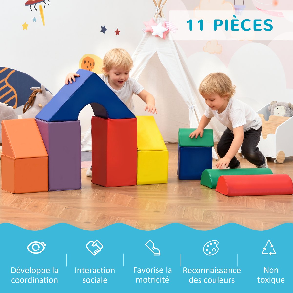 Ensemble de jeux mous pour enfants EPE multicolore, HOMCOM