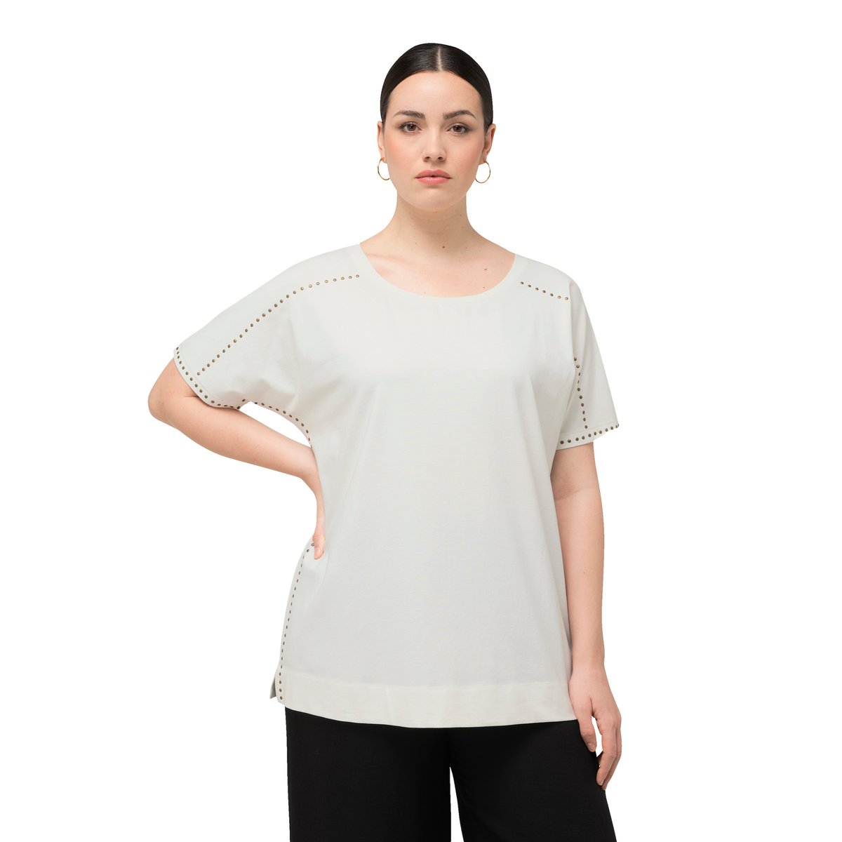 T-shirt oversized à col rond et blanc cassé, ULLA POPKEN