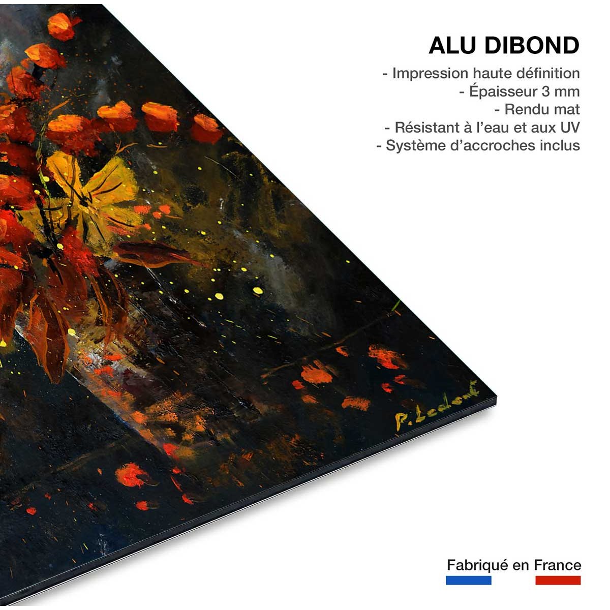 Tableau vase fleurs orange tableau alu dibond, HEXOA