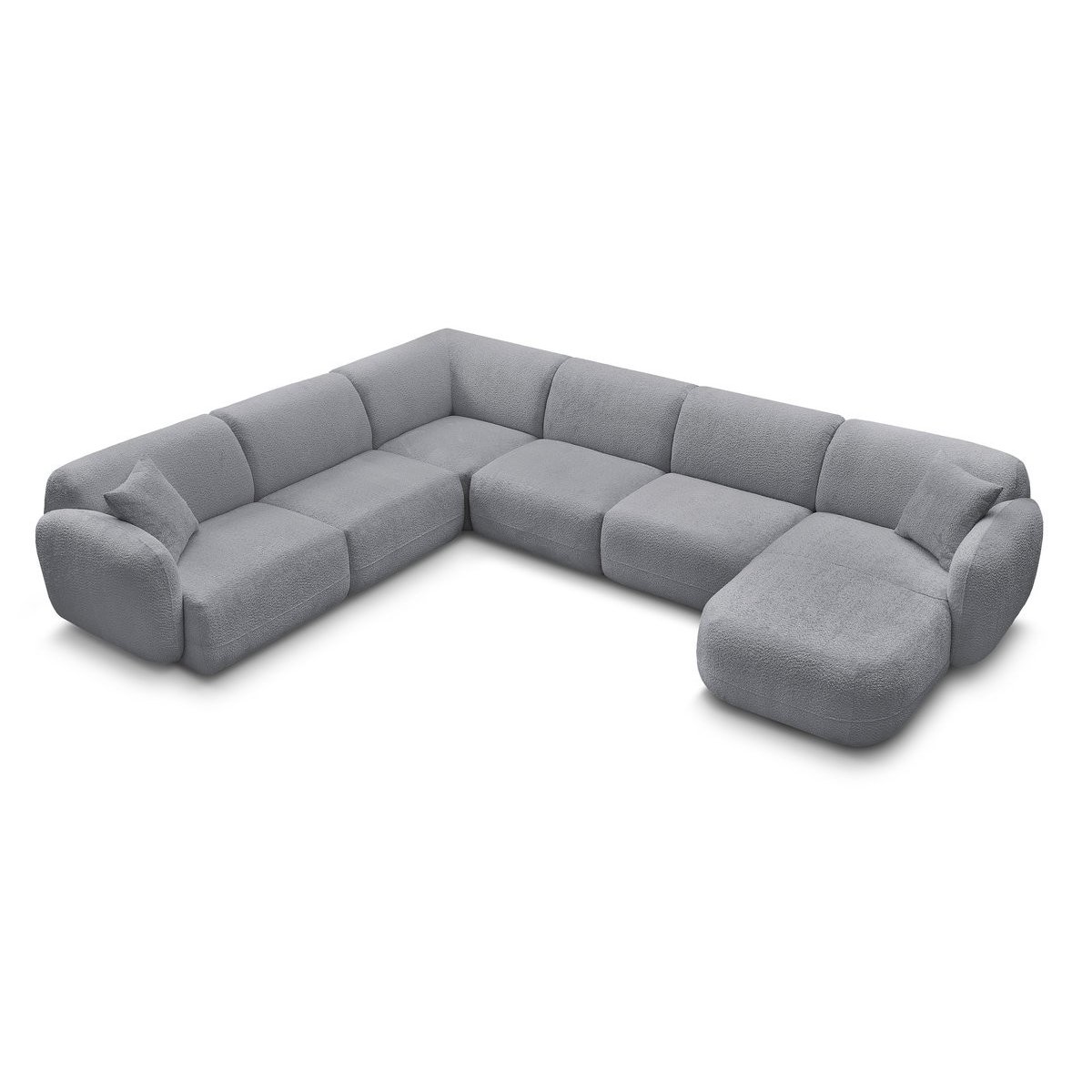 Canapé modulable 6 places en tissu chenille, ANDA gris, BOBOCHIC
