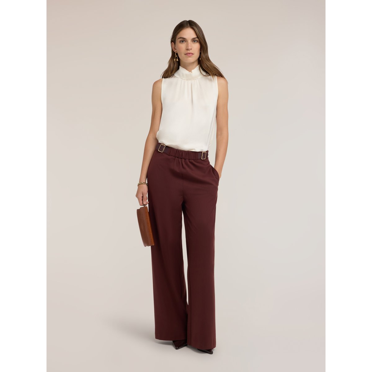 Blouse avec col mao blanc, MOTIVI