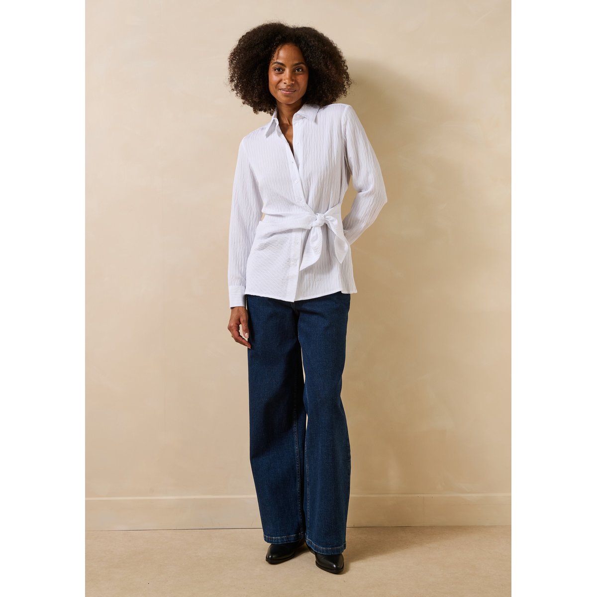 Chemise avec pan à nouer blanc, LA FEE MARABOUTEE