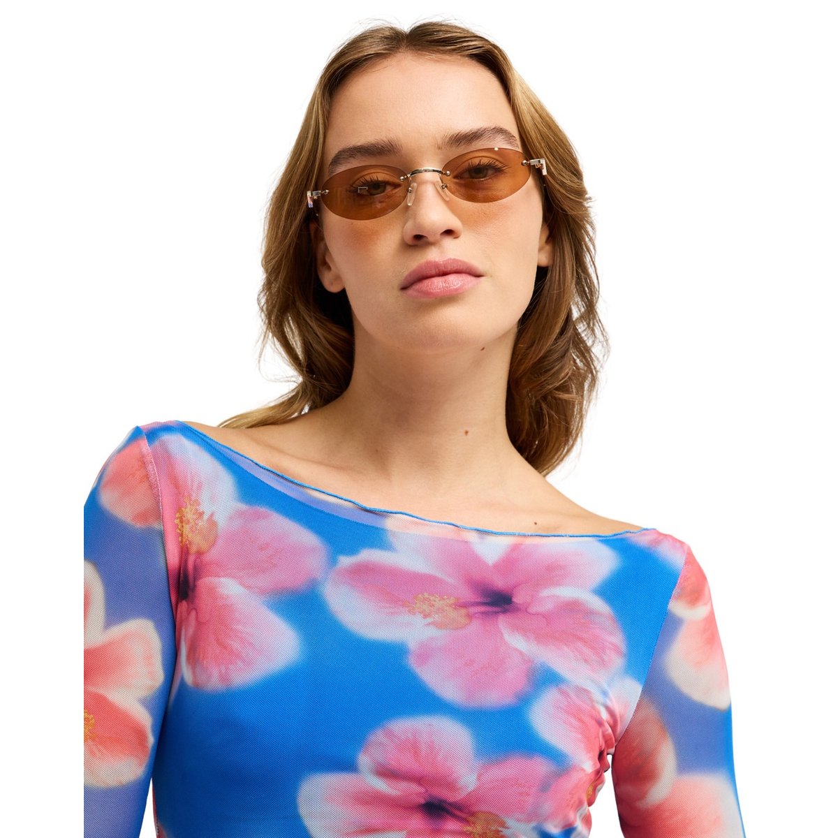 Haut transparent à manches longues MAKE IT BOLD. bleu super sonic hibiscus daze, ROXY