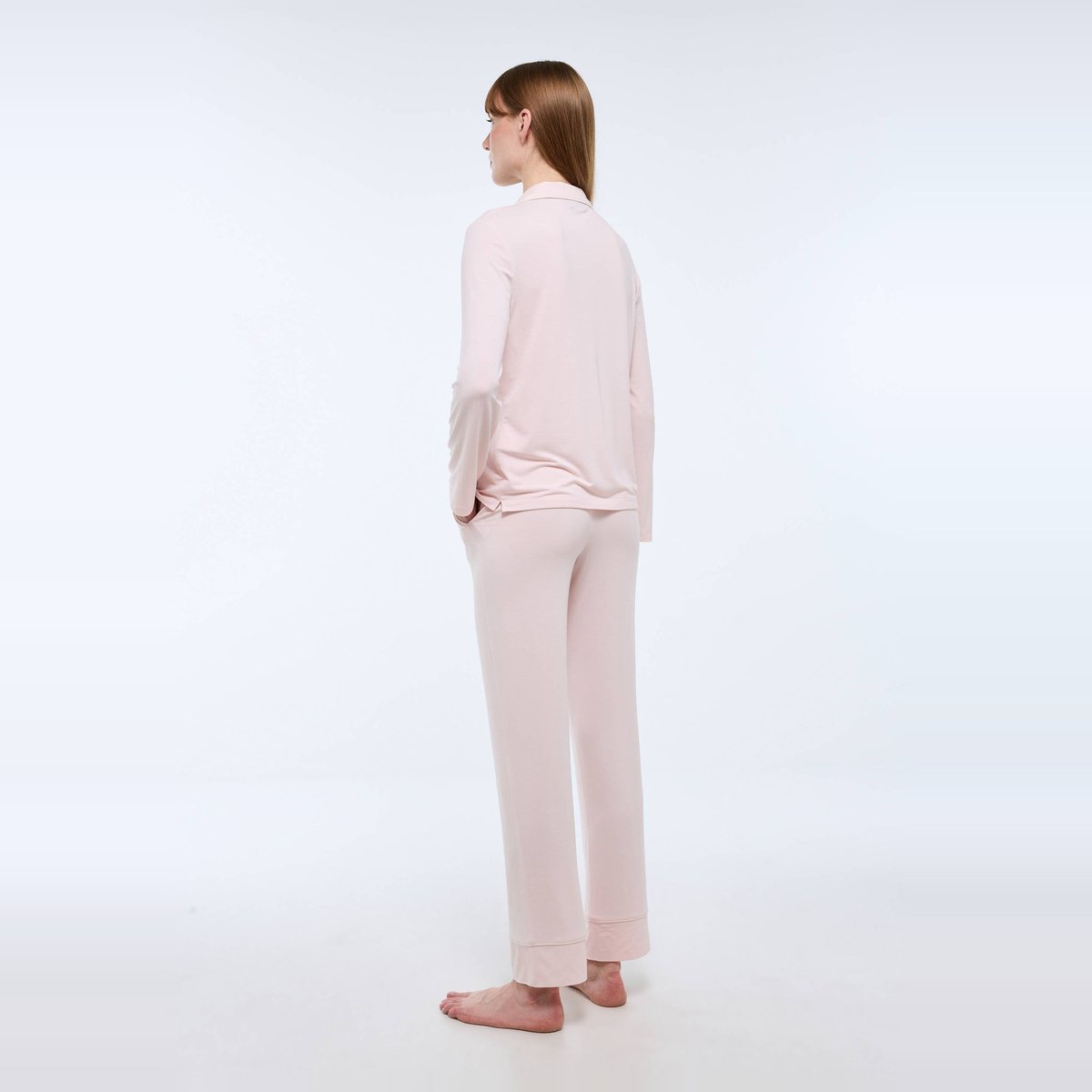 Pyjama fluide à pois en modal rose pale, MONOPRIX