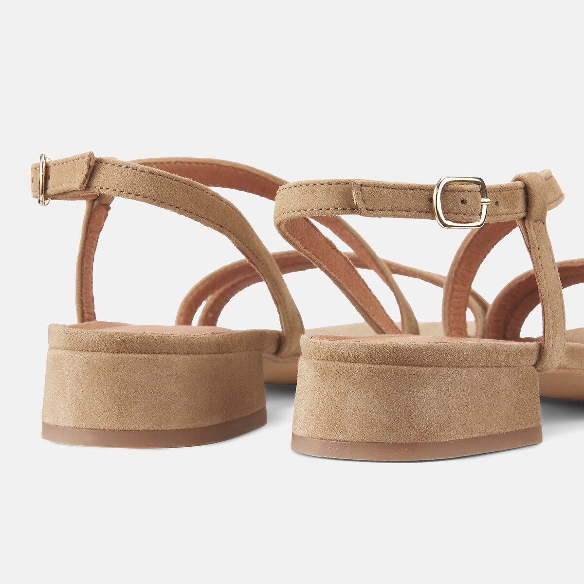 Sandalias de tacón bajo, de ante, Anaya camel, JONAK