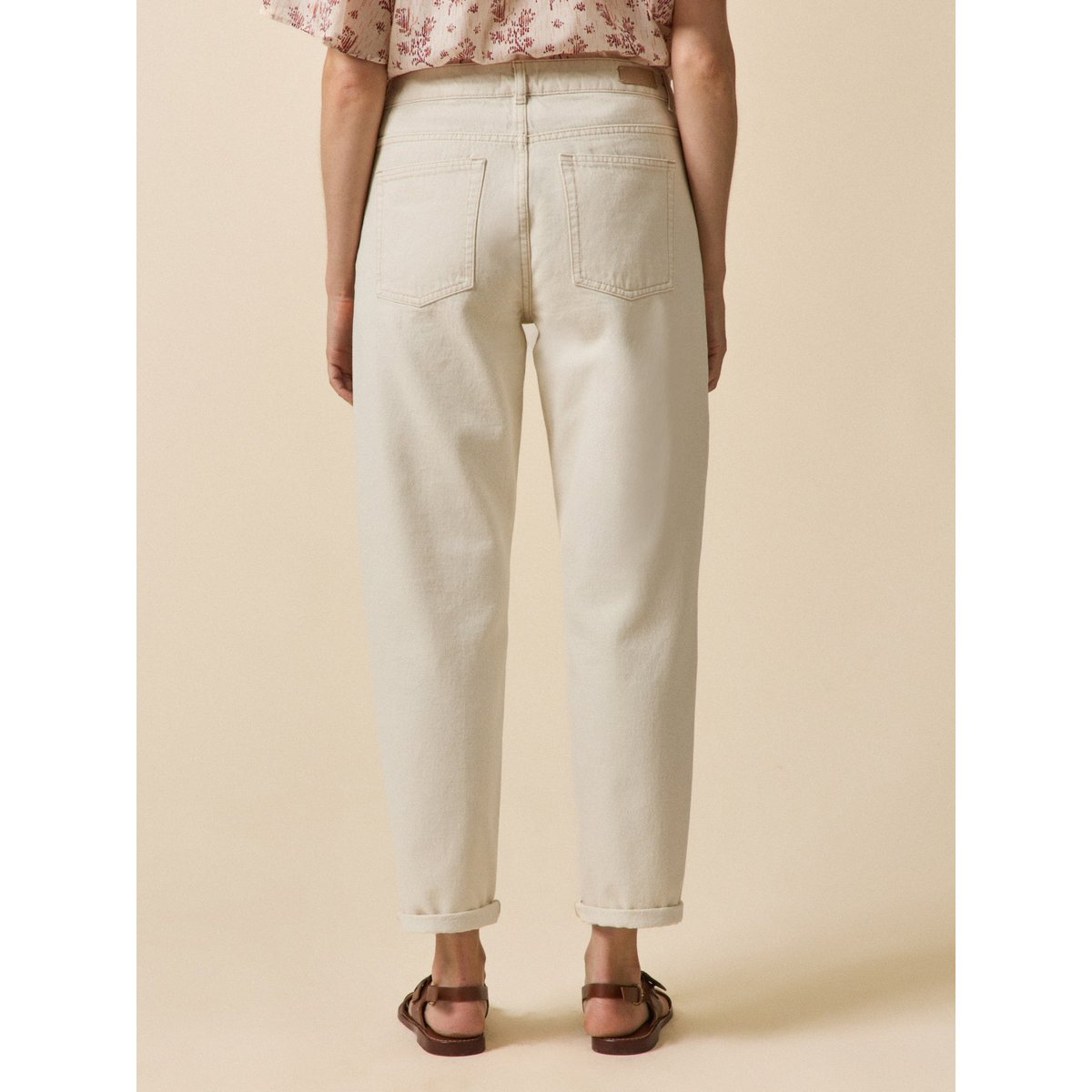 Jean mom  Claire coton biologique ecru, CYRILLUS