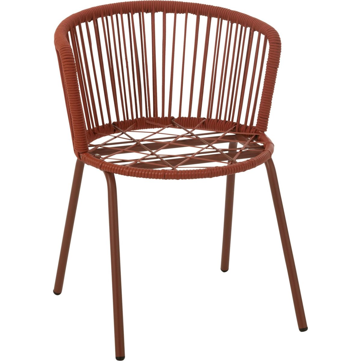 Chaise dossier enveloppant en corde et acier rouge, RECOLLECTION