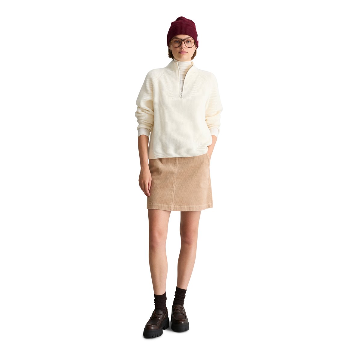 Pull à col roulé en laine mérinos, coupe classique au toucher doux blanc, MARC O’POLO DENIM
