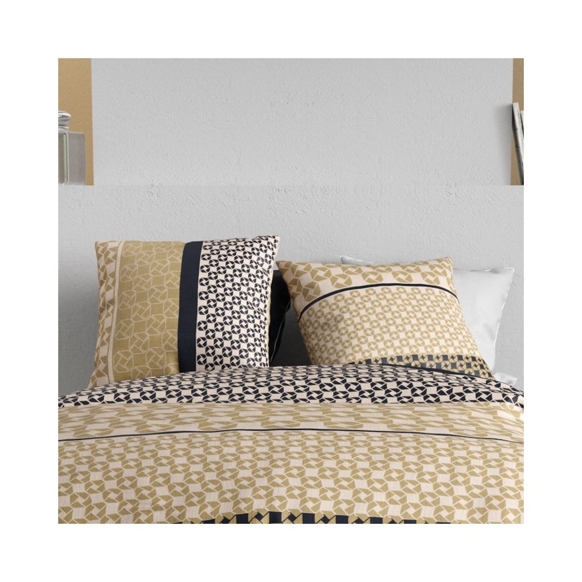 Housse de couette 100% coton 57 fils + 2 taies d’oreiller multicolore, DECORATIE