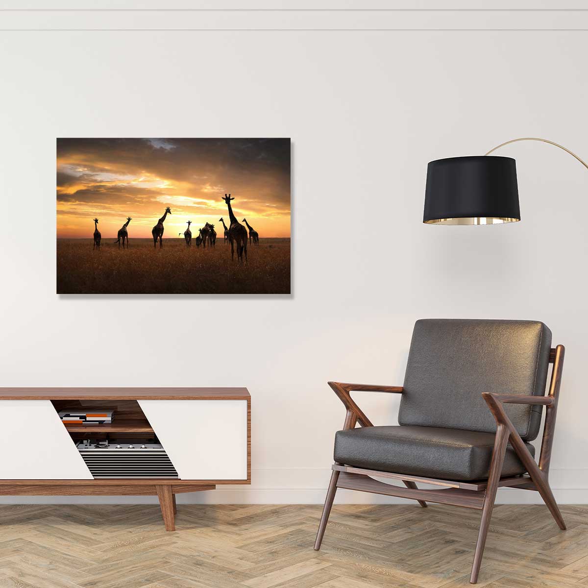 Tableau animaux girafe family tableau alu dibond, HEXOA