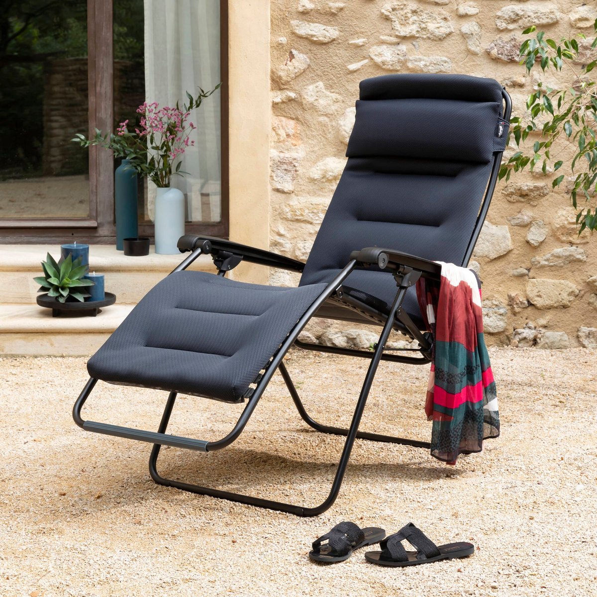 Fauteuil relax matelassé 0 gravité - RSX CLIP noir acier, LAFUMA MOBILIER