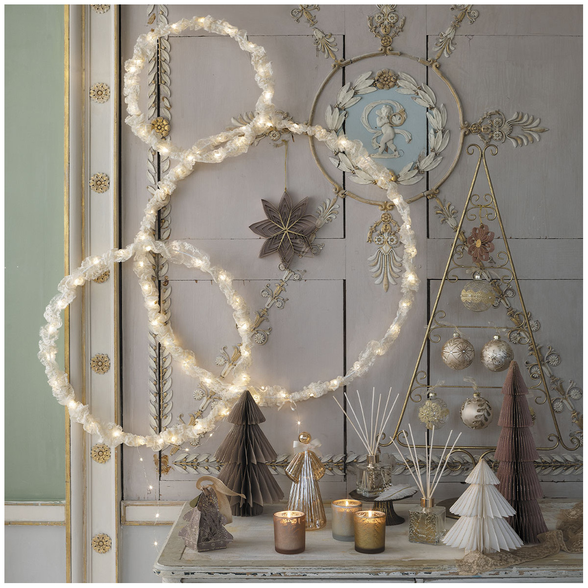 Couronne lumineuse LED - Moyen modèle - ø 50 cm écru, MATHILDE M