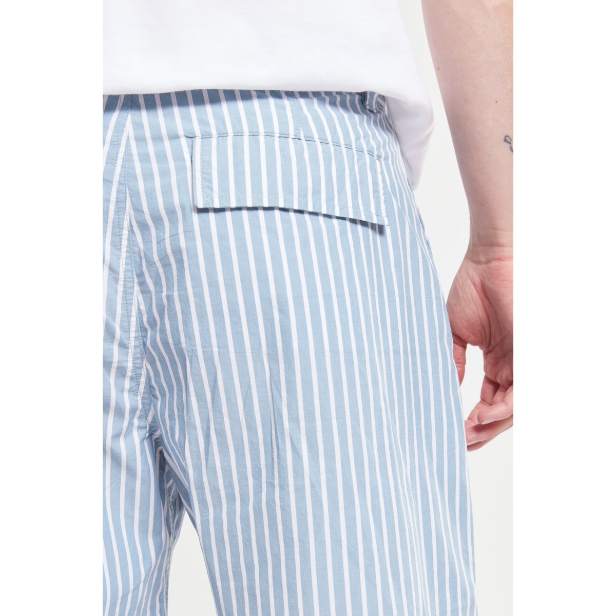 Short à rayures en coton raye bleu, ARMOR-LUX