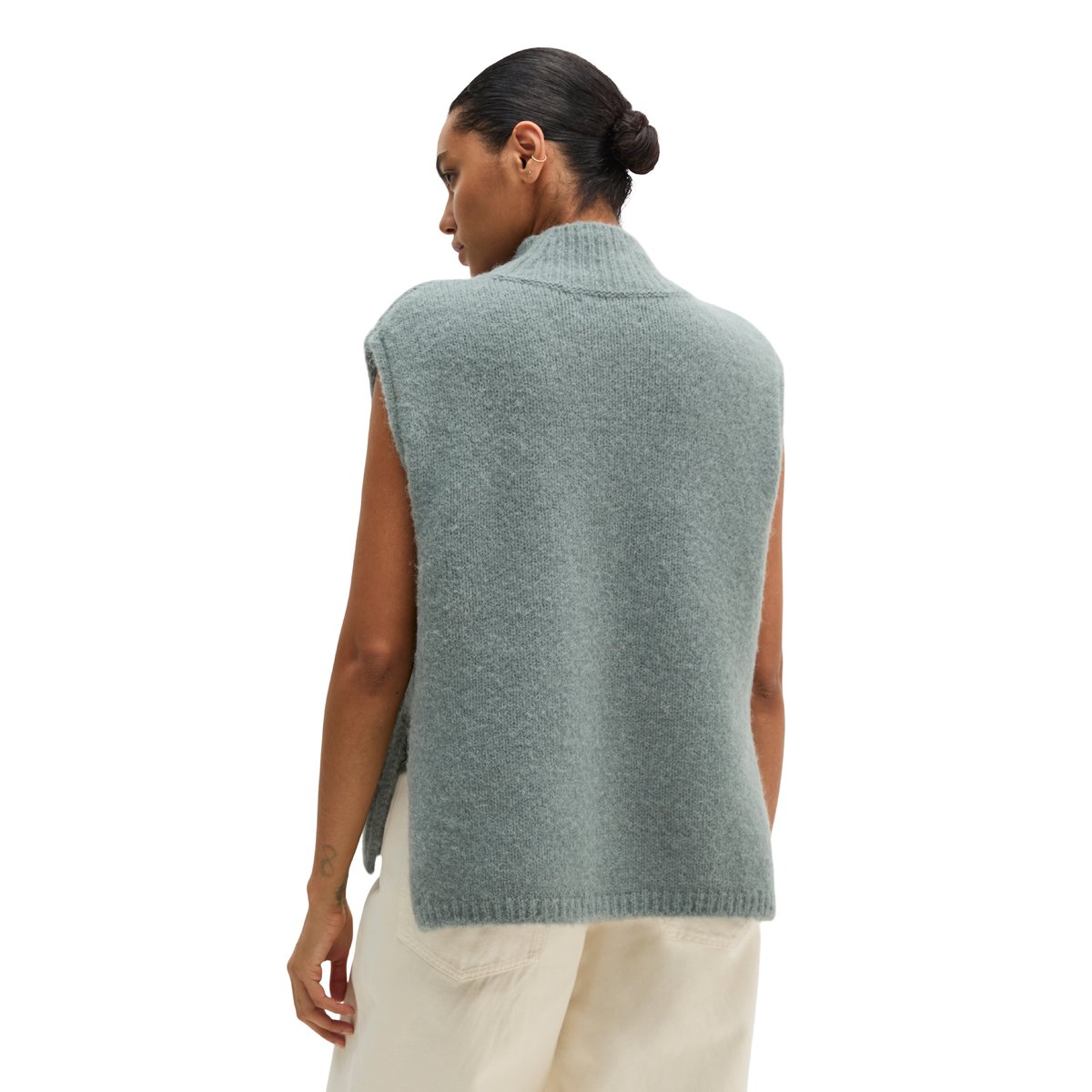 Pull sans manches, coupe classique en un mélange douillet de laine et de laine d'alpaga gris, MARC O'POLO