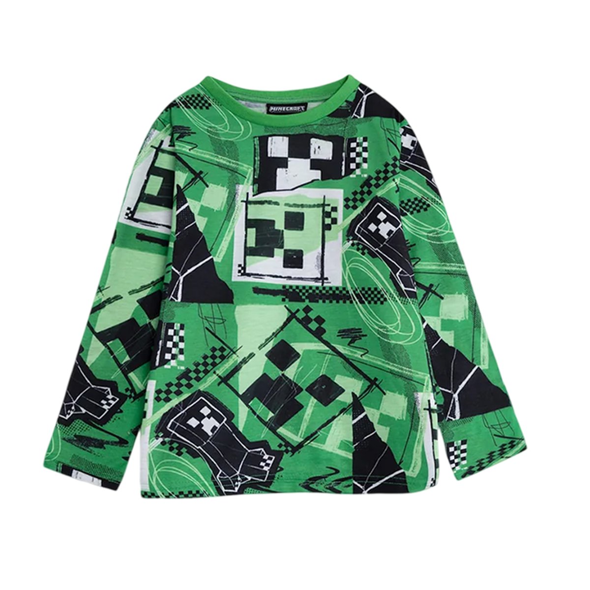 Ensembles de pyjamas longs manches longues motif Creeper vert, MINECRAFT