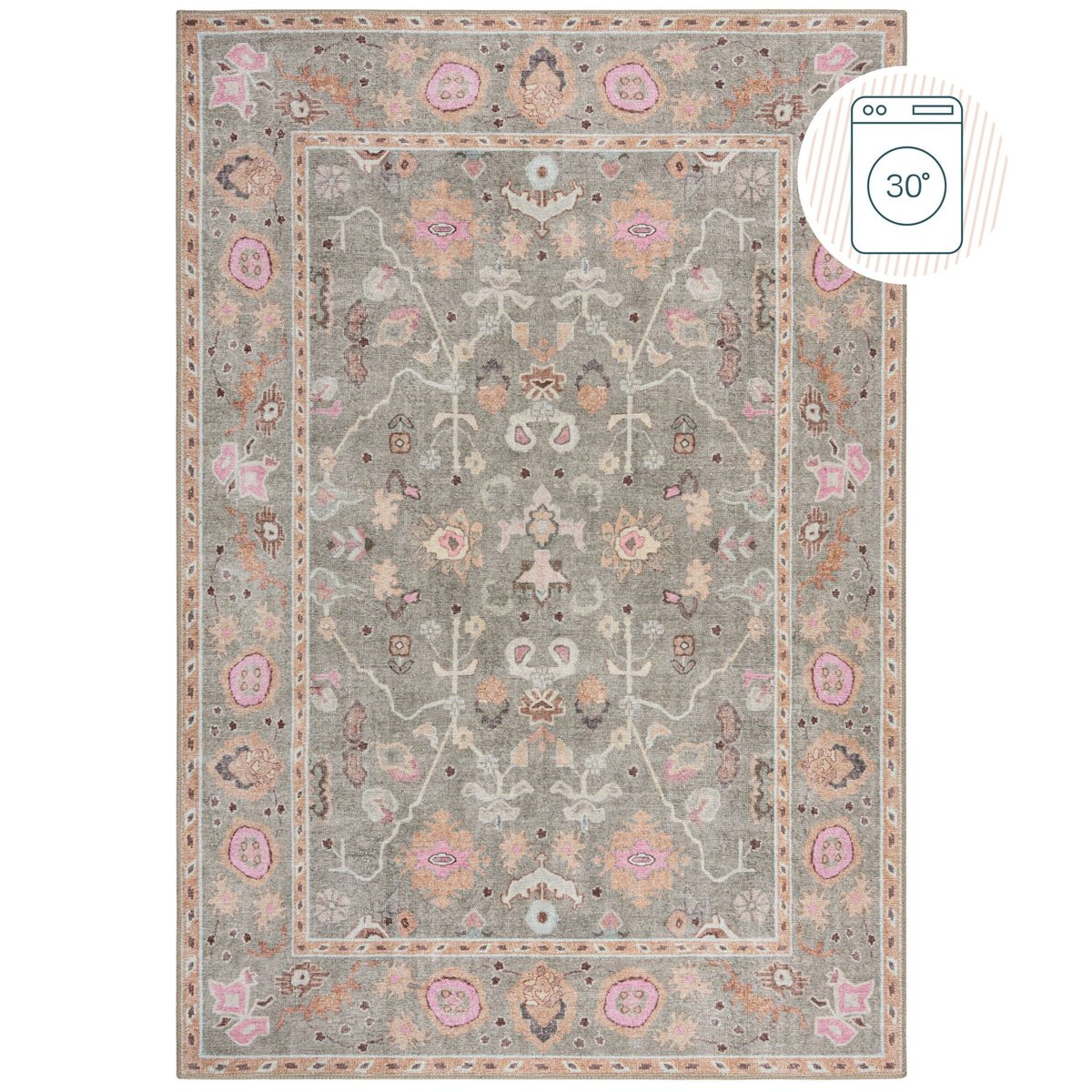 Tapis lavable UNA FLORAL vert, FLAIR RUGS