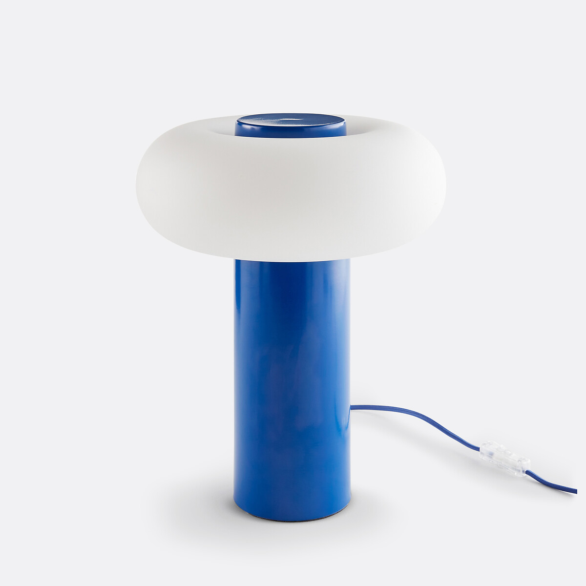 Lampe à poser métal fer et opaline H36,6 cm, Omer bleu vif, LA REDOUTE INTERIEURS