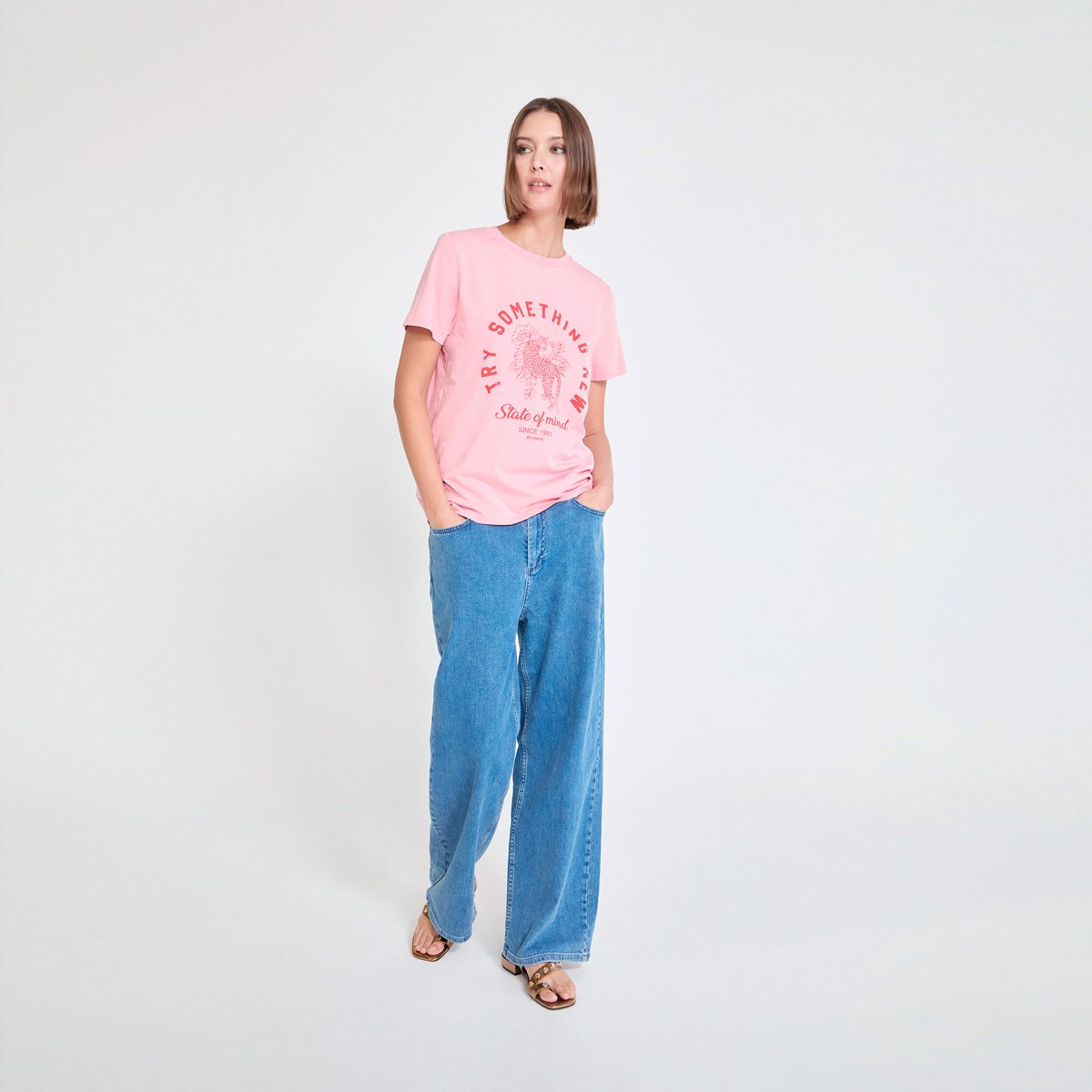 T-shirt manches courtes à imprimé animal rose, LOLA CASADEMUNT