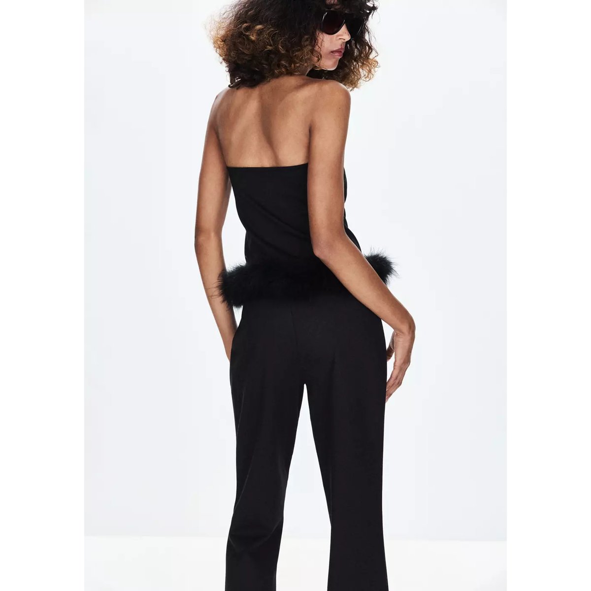 Top détail plume noir, MANGO