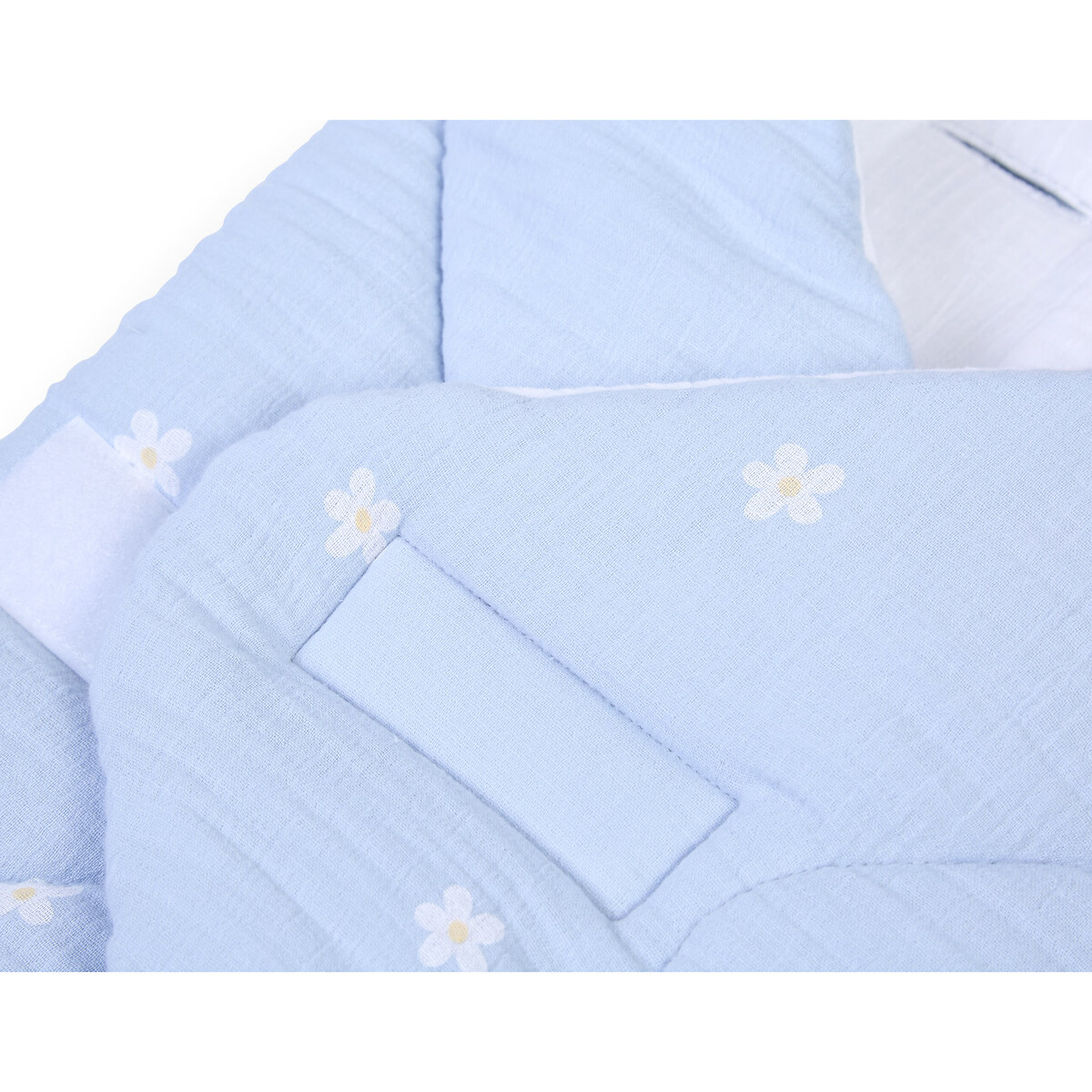 Couverture enveloppante bébé mousseline fleur bleu, CHILDHOME