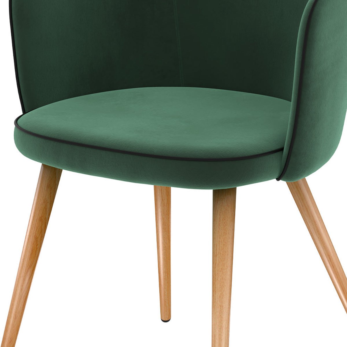 Lot de 2 chaises en velours - CHIARA vert, pieds bois clair, MAISON PAVANE